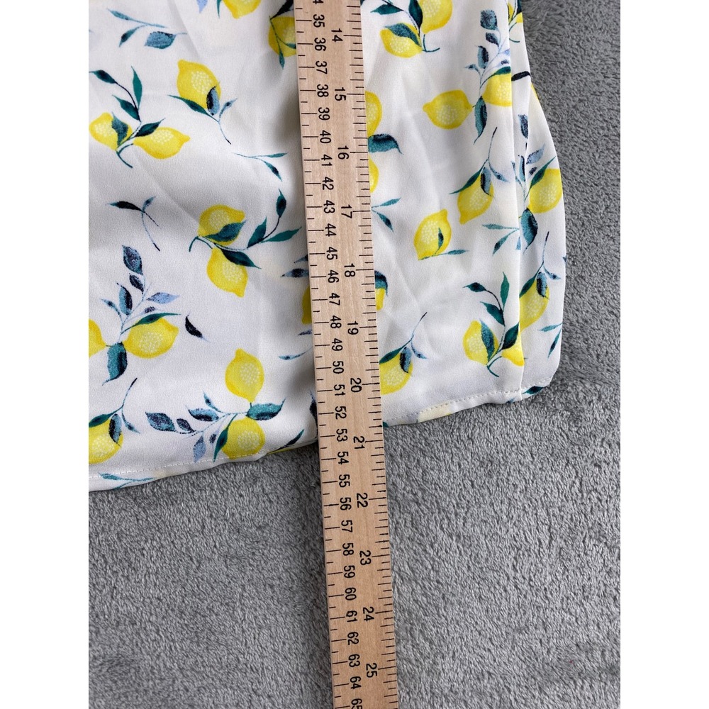 Banana Republic Petite Lemon Print Cami Tank Top Womens MP White Yellow - Picture 6 of 8